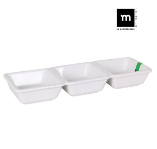 Taça Tripla Porcelana Branca 29.3X9.5X3.3Cm Yummy Md        