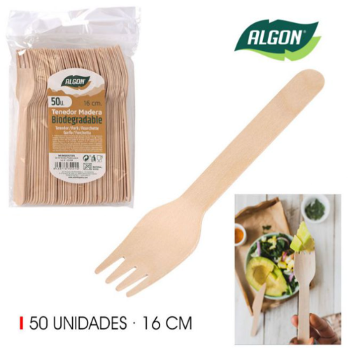 Garfo De Madeira 50 Unidades  16Cm Algon                    