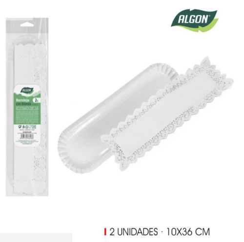 Bandeja Cartão Com Naperon Branco 36X10Cm 2 Unid. Algon     