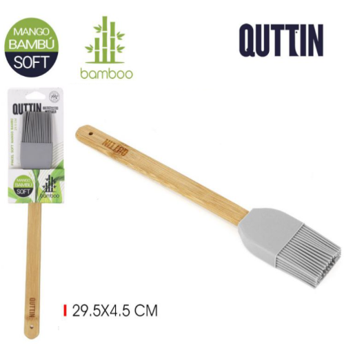 Pincel De Silicone Macio Cabo De Bambu 29,5X4,5Cm Quttin    