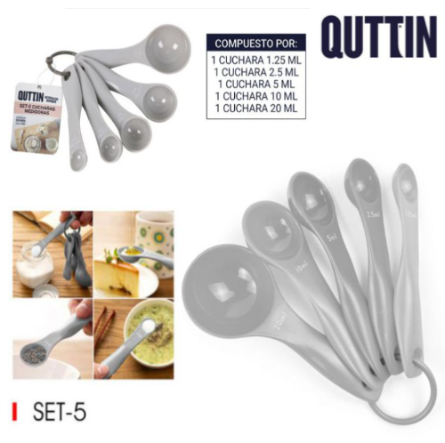 Colheres De Medida Graduadas Plast. Conj.5 1.25 A 20Ml Quttn