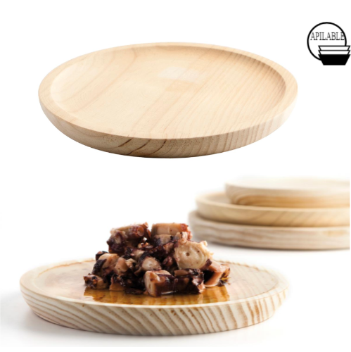 Prato Madeira Pinho Polvo 18Cm Pulpo Quid Profissional      