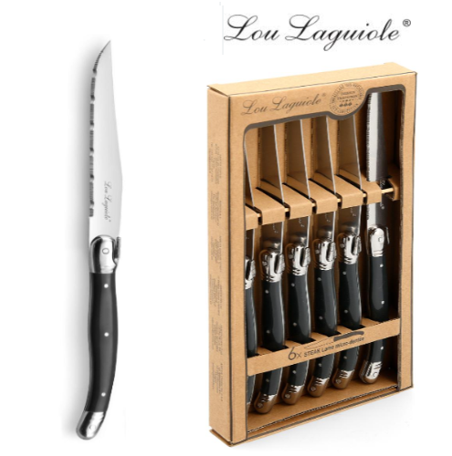 Conjunto 6 Facas Carne  Inox Rustico Cabo Pp Lou Laguiole   