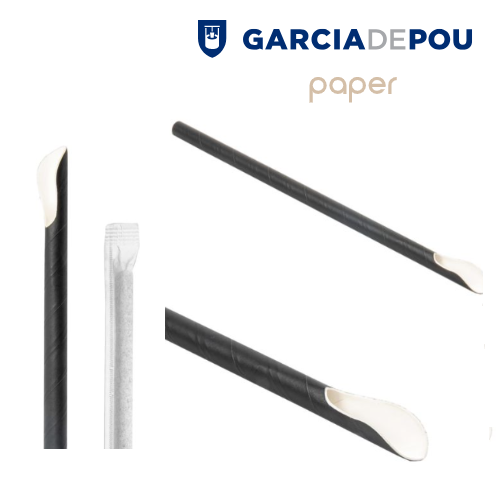 Palhinha Papel C/Colher Emb.Indev. Ø0,8X21Cm Pretas 100 Und.