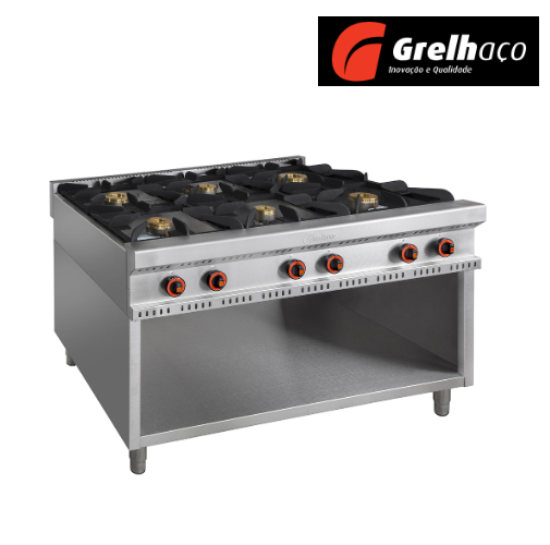 Fogão Tejo Ii 1350X900X850Mm 6Q S/Forno 2X(7.5+5.8+4.7)Kw   