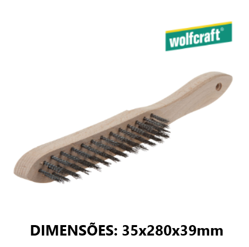 Escova De Fios Aço Cabo Madeira 280Mm Wolfcraft             