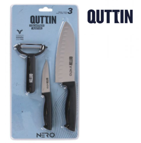 Conjunto De 3 Peças 2 Facas + Descascador Oscilante Quttin  