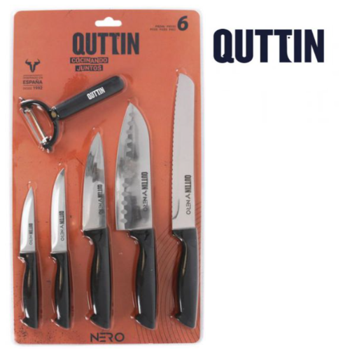 Conjunto De 6 Peças 5 Facas + Descascador Oscilante Quttin  