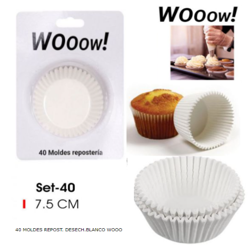 Conjunto De 40 Formas Papel Branco Forno 7,5X3Cm 150ºc      