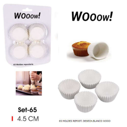 Conjunto De 65 Formas Papel Branco Forno 4,5X3Cm 150ºc      