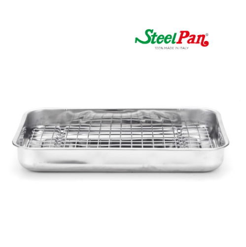 Assadeira Inox Rect. C/Grelha 40X28X5Cm Steel Pan           