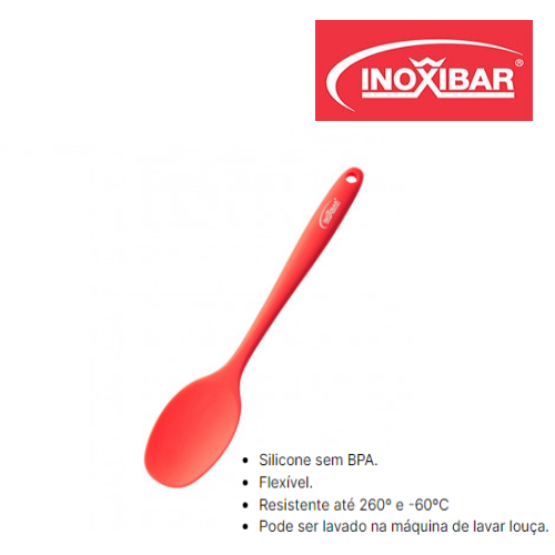 Colher Plana Silicone Vermelha 28,5X5,5Cm -60/260ºc Inoxibar