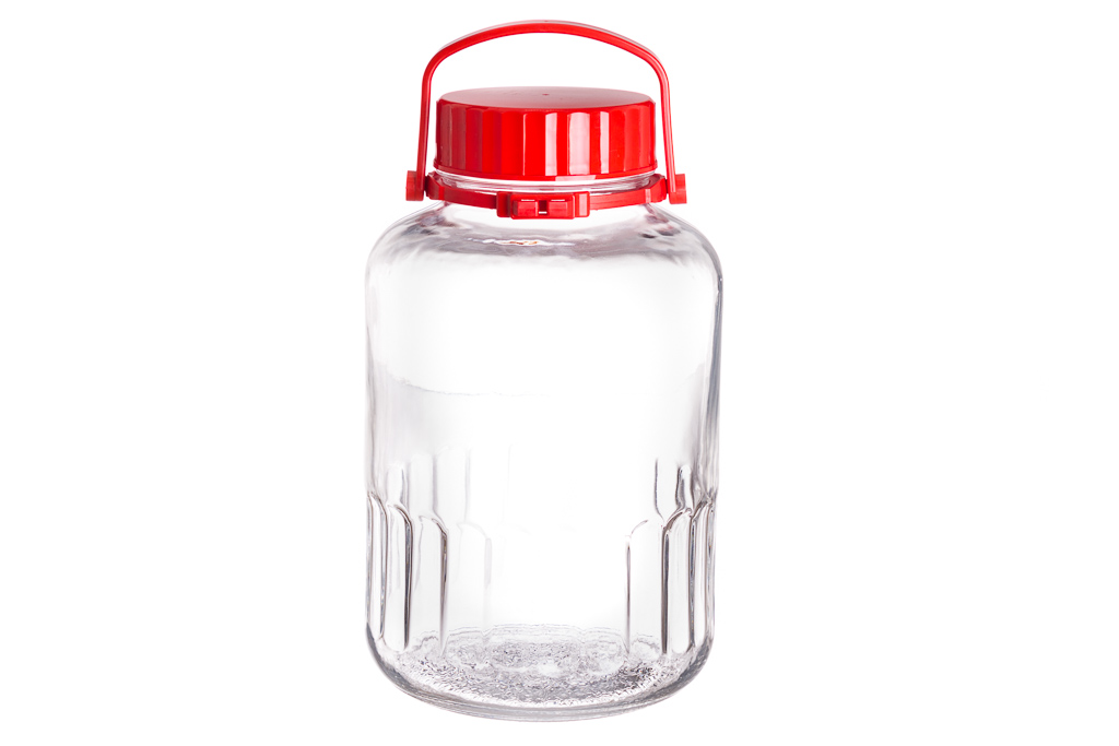 Frasco Vidro C/ Tampa Vermelha 8L Ø18X30,5Cm                