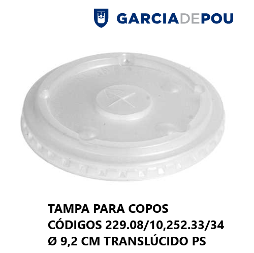 Tampa Para Copos 229.08/10   252.33/34  Ø9,2Cm 100Unid.     