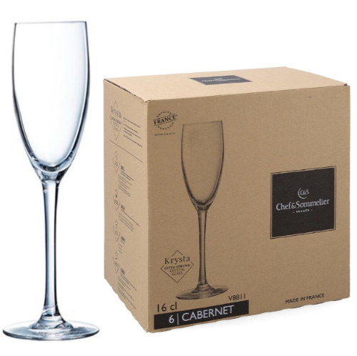 Caixa 6 Çalices Flute 16Cl Flauta Cabernet Chef &amp; Sommelier 