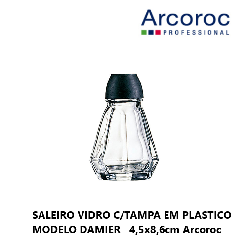 Saleiro Vidro C/Tampa Plastico 4,5X8,6Cm Arcoroc            