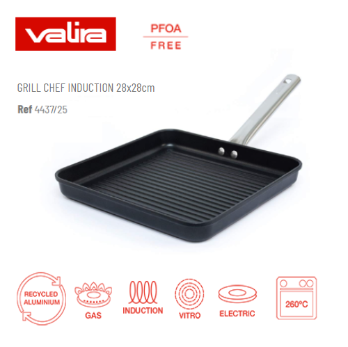 Grelhador Canelado 28X28Cm  Indução Chef Valira             