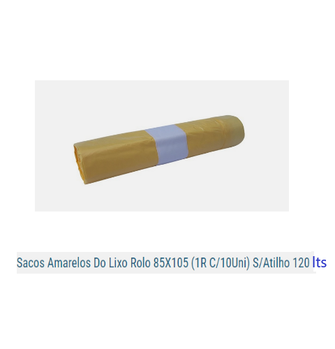 Saco P/Lixo Em Rolo Amarelo 85X105Cm C/10 Unid.120 Lts      