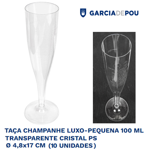 Flute Champanhe Ps Luxo-Pequeno 100Ml Ø4,8X17Cm 10 Unid.    