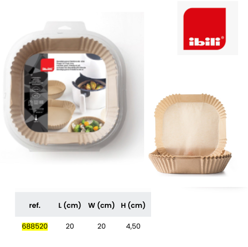 Bandeja De Papel P/Fritadeira De Ar  20X20X4.5Cm 50 Unid    