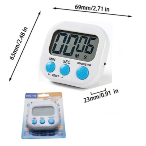 Temporizador Digital Magnetico De (1 A 99.59) 6,9X6,3X2,3Cm 