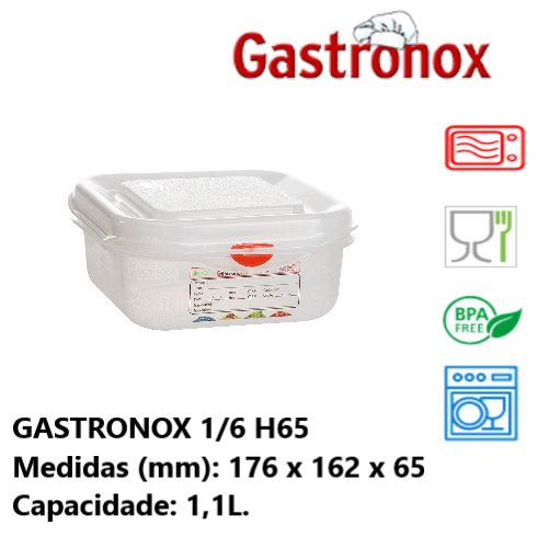Caixa Gastronorm 1/6 1,1Lt 12370 176X162X65Mm Denox         