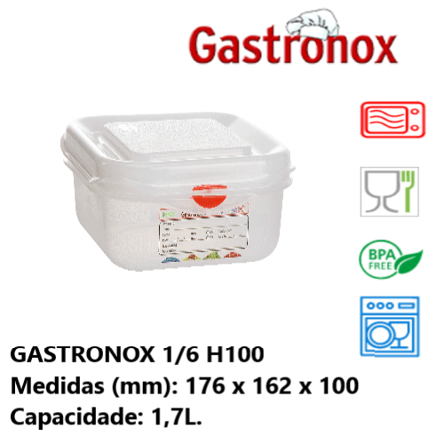 Caixa Gastronorm 1/6 1.7Lt 12380 176X162X100Mm Denox        