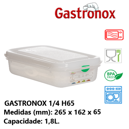 Caixa Gastronorm 1/4 1,8Lt 12400 265X162X65Mm Denox         