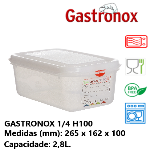 Caixa Gastronorm 1/4 2,8Lt 12410 265X162X100Mm Denox        