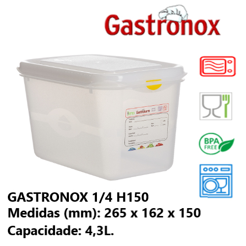 Caixa Gastronorm 1/4 4,3Lt 12420 265X162X150Mm Denox        