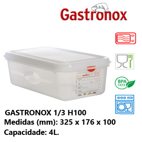 Caixa  Gastronorm 1/3 4Lt 12440 325X176X100Mm Denox         
