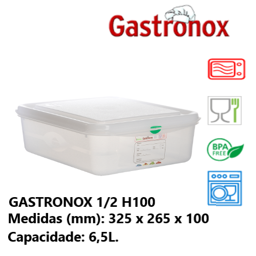 Caixa Gastronorm 1/2  6.5Lt 12470 325X265X100Mm Denox       