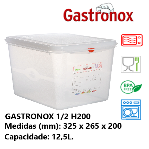Caixa Gastronorm 1/2 12.5Lt 12490 325X265X200Mm Denox       