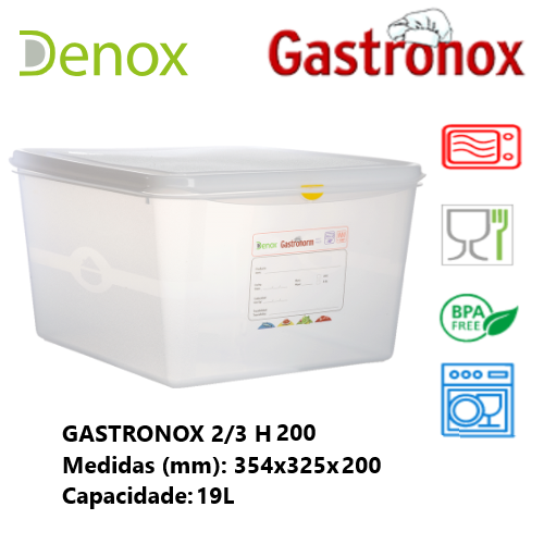 Caixa Gastronorm 2/3 19Lt 12520 354X325X200Mm Denox         