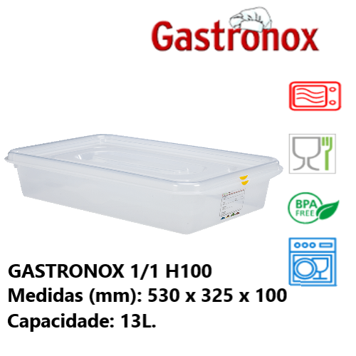 Caixa Gastronorm 1/1 13Lt 12530 530X325X100Mm Denox         