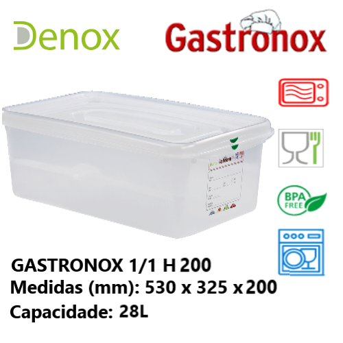 Caixa Gastronorm 1/1 28Lt 12550 530X325X200Mm Denox         