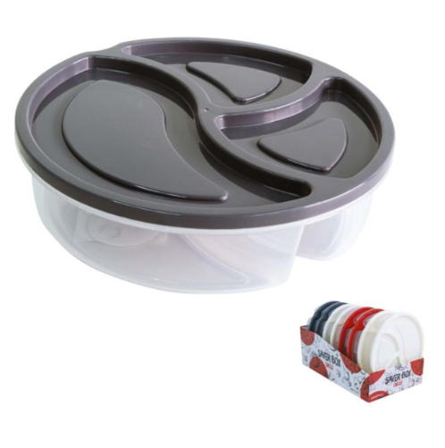 Caixa Redonda C/Tampa Com 3 Divisorias Ø 21X5Cm             