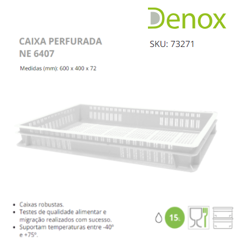 Caixa Branca Perfurada Ne 6407  600X400X72Mm Denox          