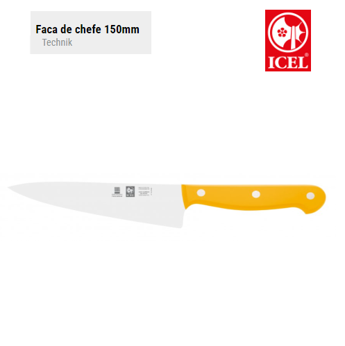 Faca De Chefe 150Mm Cabo Amarelo Technik Icel               