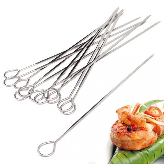 Conjunto De 6 Espetos Inox C/Argola 25Cm                    