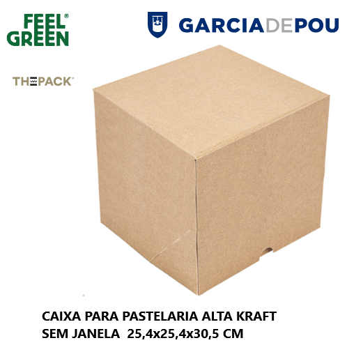Caixa Para Pastelaria Kraft Alta 25,4X25,4X30,5Cm 10 Unid.  