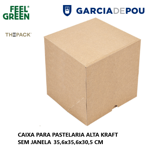 Caixa Para Pastelaria Kraft Alta 35,6X35,6X30,5Cm 10 Unid.  