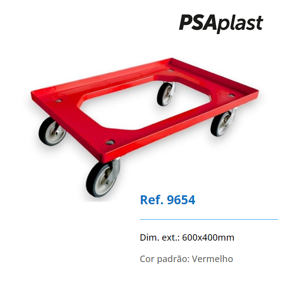 Base Plástica Com Rodízios Zincados 600X400Mm Vermelha      
