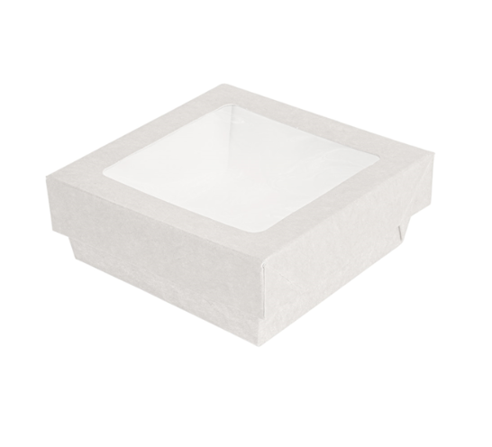 Caixa+Tampa C/Janela 350Ml 10X10X4Cm Branco 25 Unid.        