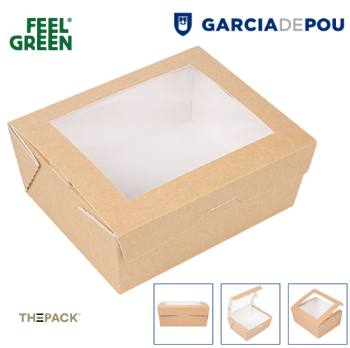 Caixa C/Janela 1350Ml 15,3X12,1X6,4Cm Kraft 25 Unid.        