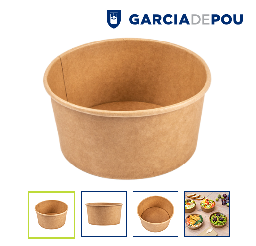 Potes Saladeiras 1000Ml Ø15/12,9X8Cm Kraft 50 Unid.         