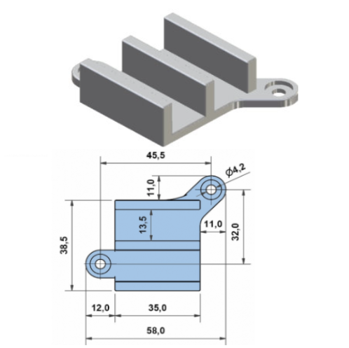 Guia Em Abs/Pc Cinza Para Portas Deslizantes Com 13Mm       