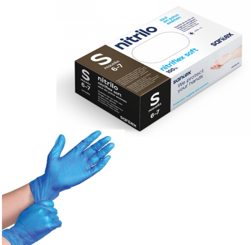 Luvas De Nitrilo Azul Sem Pó Tam.-S Cx-100 Unid Santex      