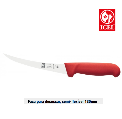 Faca Para Desossar, Semi-Flexível 130Mm Cabo Verm. Icel     