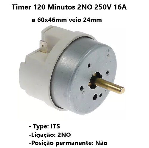 Temporizador 120 Mnts 2No 250V 16A S/Posição Continua       